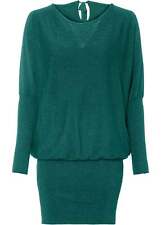 Strickkleid mit Bindeband Gr. 40/42 Petrol Damen Glitzer-Kleid Minikleid Neu*