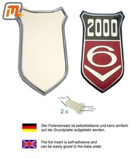 FORD Capri Granada Taunus Emblem 2000 V6 Kotflügel verchromt rot gesteckt