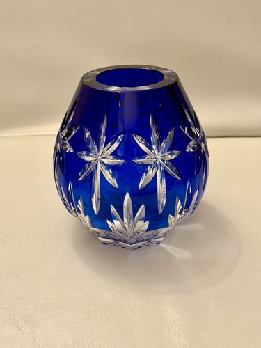 Blumenvase bleikristall blau - blumenvase,