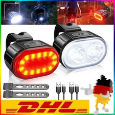 2X Fahrrad Licht Set LED Beleuchtung 1000LUX AKKU Scheinwerfer Rücklicht USB DE