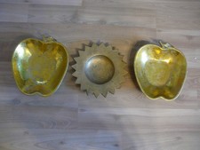 Ton Dekoschale Teller 3 St. Apfel und Stern Schale  Gold Weihnachtsteller X-Mas