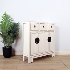 chinesische Kommode 25 cm Tief Orientalisch/Asiatisch Stil Cremewei #M-KOM-A69W