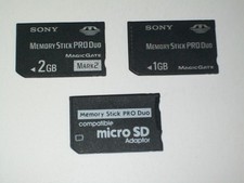 2 Sony PSP Memory Stick Speicherkarte Pro Duo 1+ 2GB + SD Adapter