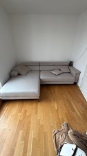 L-Sofa Beige Mit Schwarzen Füßen Inkl. Kissen Wohnzimmer