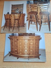Massivholz Hausbar / Theke: Tresen, Flaschenregal und 2 Barhocker in Top-Zustand