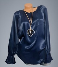 Elegante Damen Bluse Satin Tunika Leicht und luftig Gr. S/M Langarm Frühling NEU