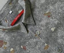 SIGNUM Hemd Gr L Kurzarm Grau mit Comic-Motiven Leinen? TOP