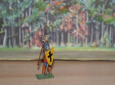 antike Zinnfiguren - Ritter zu Fuß 5 , Heyde ? , Fabrikbemalung