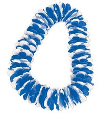 Hawaii Kette blau/weiß Hawaiikette Kette Fasching Hula Fan Deko 100cm 124698813