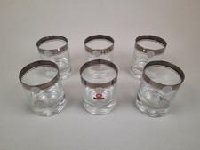 6x Vintage Whiskey Gläser Ingrid Hütte Glasfabrik mit 24 Karat Platinrand Glas