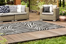 Zebra Outdoor Teppich rutschfest waschbar mit Strandtasche 160x230cm