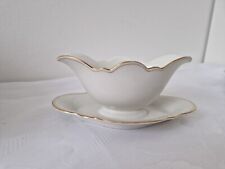 Goldrand Sauniere Josef Rieber Mitterteich Porzellan weiß Welle 19 x 9 x 12 cm