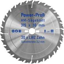 HM-Sägeblatt 315 x 30 mm LWZ 30 x Wechselzahn mit Spanabweiser Kreissägeblatt