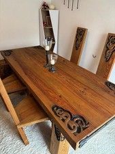 Mittelalterliche Esstisch Gruppe Tisch Stühle Truhe