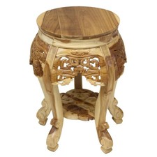 Rundhocker Blumenhocker Beistelltisch Nachttisch Holz Hocker Barock Natur Klein