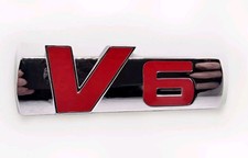 3D V6 KFZ Metall Auto Aufkleber Badge Logo Emblem Sticker Silber Rot