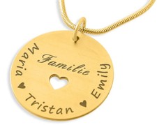 Namenskette gold Familie Herz