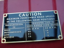 Typenschild willys overland m 38 Schild data plate M38