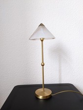 Tischleuchte Messingfuss, Glasschirm, Fa. Bankamp