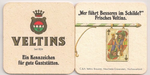 Veltins alter bierdeckel - -,