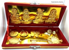 HINDU GOTT STATUE YANTRA DIWALI PUJA BOX KUBERA GANESHA LAXMI SARASWATI IDOL MÜNZE