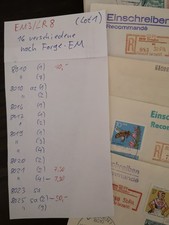 DDR-Einschreibemarken-Briefe  Lot von 16 verschiedenen EM3/LR8 (Lot1)