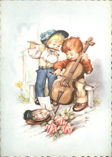 Musikanten cello flöte - musikanten, rosen