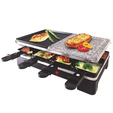 Raclette Grill 8 Personen Tischgrill Naturstein Party Grill 8 Pfännchen 1400W