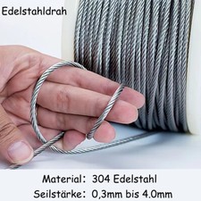 Edelstahlseil 0,3mm 0,4mm 0,6mm 0,8mm 1mm 1,5mm 2mm 3mm 4mm  Edelstahldrahtseil
