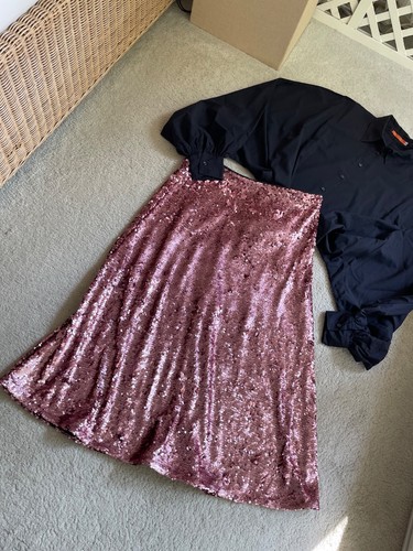 Paillettenrock rose 38 - h&m,