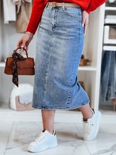 Damen Midi Jeans Rock mit
