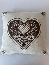 2er Set - Alpenstil Kissenbezug Handarbeit Creme Braun 40x40cm Deko Wohnkultur