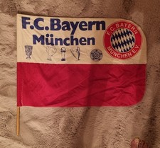 Fahne FC BAYERN MÜNCHEN E.V.  80er Jahre oldschool 38 x 55 cm ORIGINAL m Pokalen