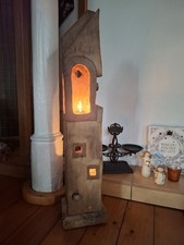 Stehlampe LED-aus Holz 101 Eichenbalken Windlicht Stele Skulptur Laterne Design 