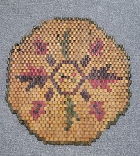 Vintage Holzperlen Untersetzer / Wanddeko – Handarbeit, rund, Blumenmotiv