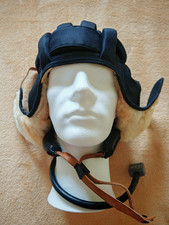 NVA  orig. russische Panzerhaube mit Sprechgarnitur u. Fell