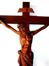 großes, geschnitztes Kreuz, Holzkreuz, Kruzifix  Jesus Christus Oberammergau?