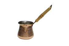 Türkischer Mokka Kocher aus Kupfer Kaffe Kanne Türk Kahvesi Holzgriff