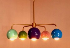 Jahrhundertmitte Stil Augapfel Schirm Messing Sputnik Kronleuchter Bunt Arme