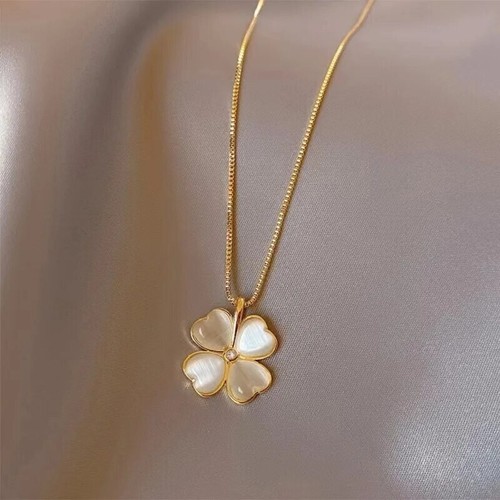 Halskette blume kleeblatt - halskette,