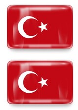 2x 3D Gel Aufkleber Türkei Turkey 3cmx2cm Flagge Fahne Türkiye Flag Stickers
