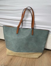 Tasche hellblau strandtasche Beach bag neu blau Korb Korbtasche