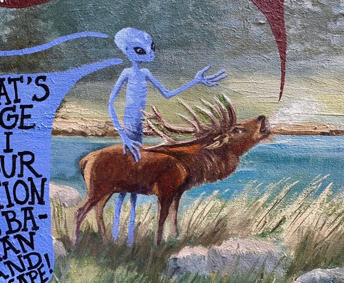 Witziges gemälde mit - witziges, alien