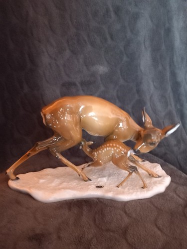 Porzellanfigur rehmutter mit - porzellanfigur,