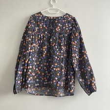 Nanso Finnland Lyocell Blumen Bluse Gr 38 Oversize Ballonärmel Boho Frühling