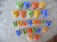  Wäscheklammern Kunststoff mit Metall Feder, Bunt mit Muster 25 Stück Set NEU