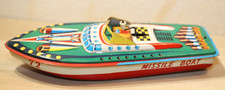 Blechspielzeug Raketen Boot L30cm  Missile Boat Japan, Kurbel Schwungrad Antrieb