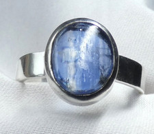 Ring 925 Silber Gr. 18,1 (57)  echter Kyanit Cabochon in intensivem Blau UNIKAT