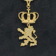 Halskette mit Anhänger Krone und Löwe Kette 42cm 925er Silber