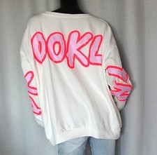 Oversize Sweater Sweat Shirt Brooklyn weiss Rosa Neon Pink 36,38,40,42,44 Neu